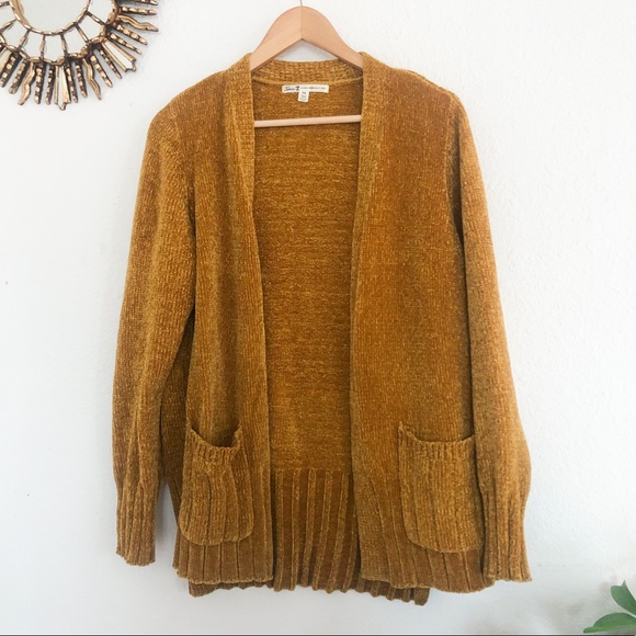 Seven7 Sweaters - Seven7 Yellow Chenille Cardigan